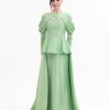 BDM Exclusive Tafta Taş İşlemeli Drape Kollu Peplum Premium Abiye Elbise
