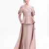 BDM Exclusive Tafta Taş İşlemeli Drape Kollu Peplum Premium Abiye Elbise
