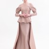 BDM Exclusive Tafta Drape Kollu Peplum Bel Taşlı Premium Abiye Elbise