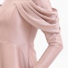 BDM Exclusive Tafta Drape Kollu Peplum Bel Taşlı Premium Abiye Elbise