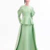 BDM Exclusive Tafta Drape Kollu Peplum Bel Taşlı Premium Abiye Elbise