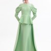 BDM Exclusive Tafta Drape Kollu Peplum Bel Taşlı Premium Abiye Elbise