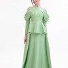 BDM Exclusive Tafta Drape Kollu Peplum Bel Taşlı Premium Abiye Elbise