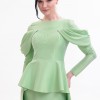 BDM Exclusive Tafta Drape Kollu Peplum Bel Taşlı Premium Abiye Elbise