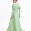 BDM Exclusive Tafta Drape Kollu Peplum Bel Taşlı Premium Abiye Elbise