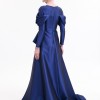 BDM Exclusive Tafta Drape Kollu Peplum Bel Taşlı Premium Abiye Elbise