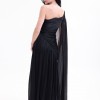 BDM Exclusive Parlak Şifon Drape Kollu Tek Omuz Premium Abiye Elbise