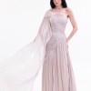 BDM Exclusive Parlak Şifon Drape Kollu Tek Omuz Premium Abiye Elbise