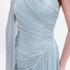 BDM Exclusive Parlak Şifon Drape Kollu Tek Omuz Premium Abiye Elbise