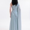 BDM Exclusive Parlak Şifon Drape Kollu Tek Omuz Premium Abiye Elbise