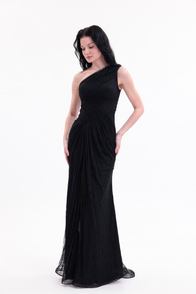 BDM Exclusive Dantel Drape Detaylı Tek Omuz Yırtmaçlı Premium Abiye Elbise BDM Exclusive Dantel Drape Detaylı Tek Omuz Yırtmaçlı Premium Abiye Elbise