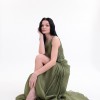 BDM Exclusive Parlak Şifon Drape Detaylı Tek Omuz Yırtmaçlı Premium Abiye Elbise