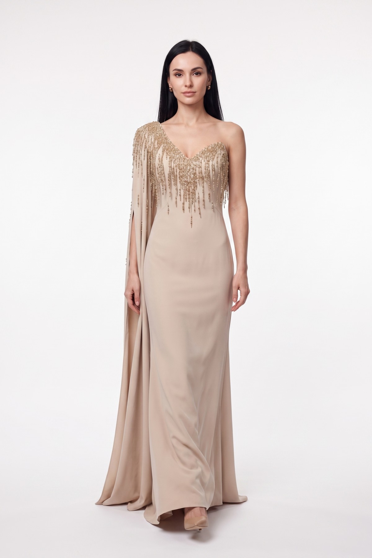 BDM Exclusive Couture Tek Omuz Taş Detaylı Uzun Abiye Elbise BDM Exclusive Couture Tek Omuz Taş Detaylı Uzun Abiye Elbise