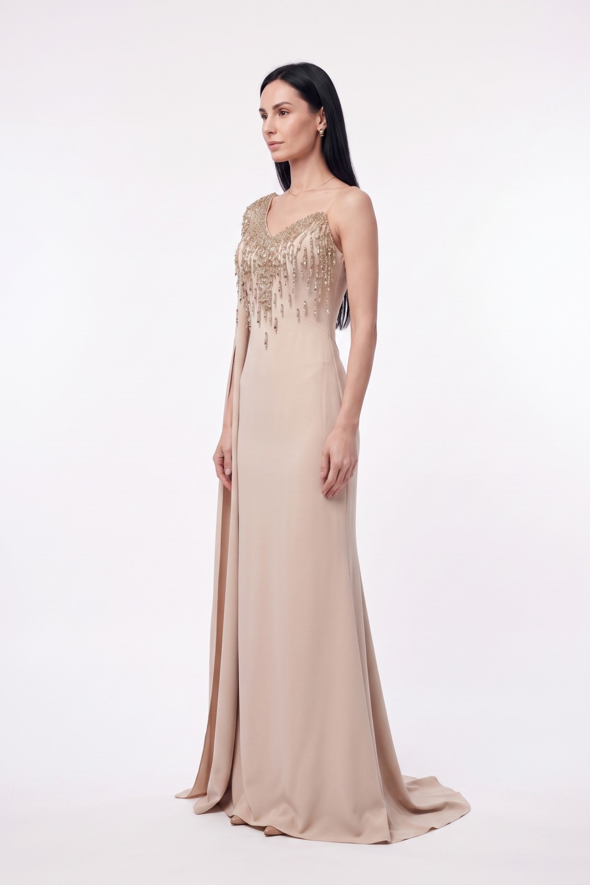 BDM Exclusive Couture Tek Omuz Taş Detaylı Uzun Abiye Elbise BDM Exclusive Couture Tek Omuz Taş Detaylı Uzun Abiye Elbise