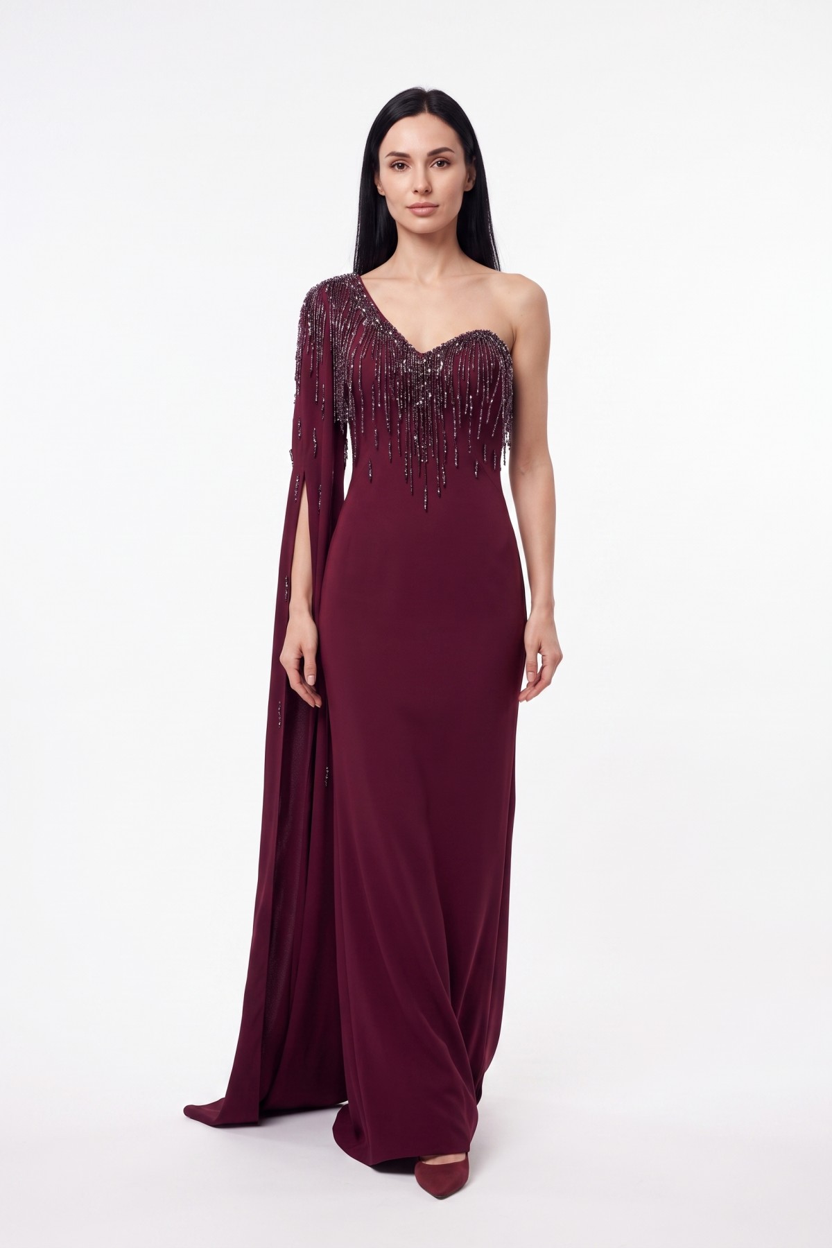 BDM Exclusive Couture Tek Omuz Taş Detaylı Uzun Abiye Elbise BDM Exclusive Couture Tek Omuz Taş Detaylı Uzun Abiye Elbise