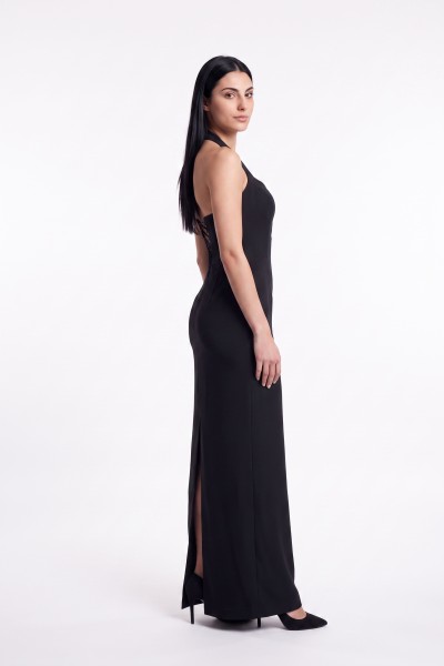 BDM Exclusive Halter Yaka Dekolteli Sırt Bağcık Detaylı Uzun Abiye Elbise